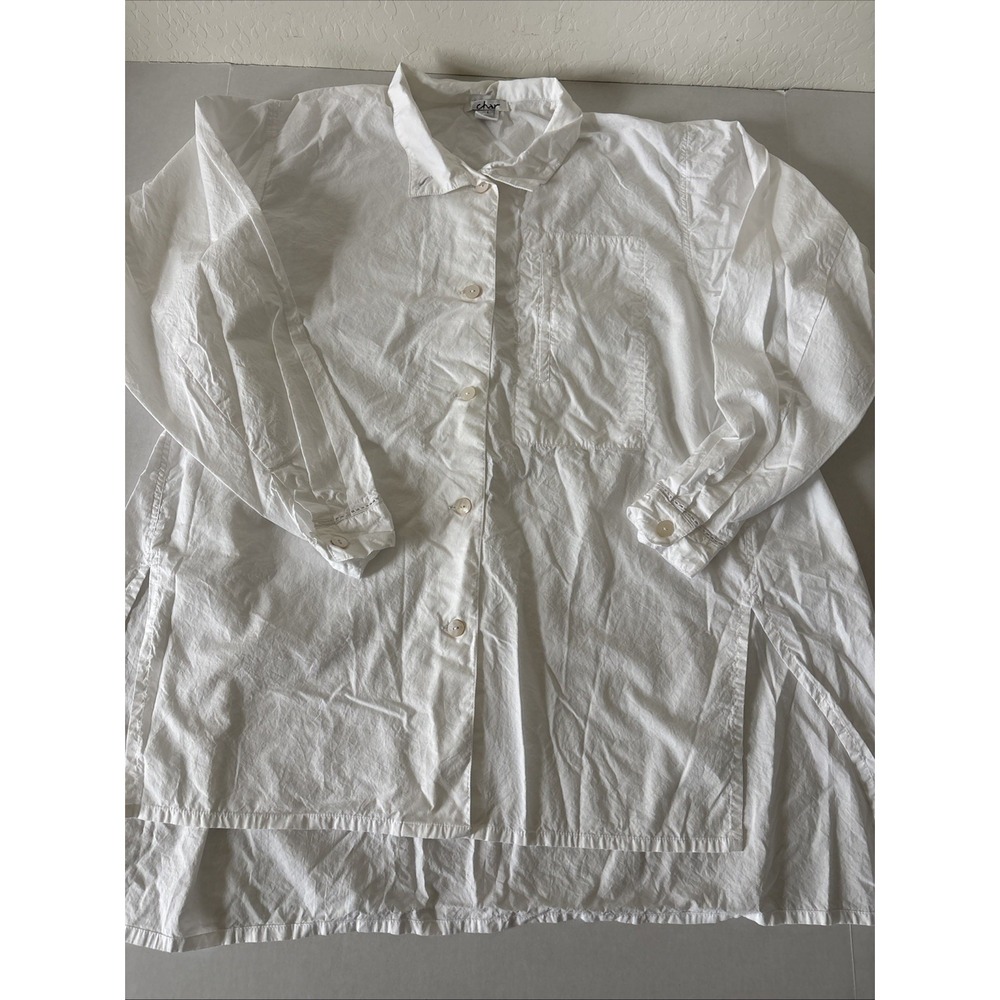 Char White 100% Cotton Voile A-Line Shirt sz Large